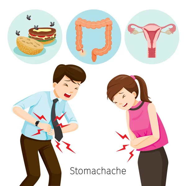 Άνδρας και γυναίκα στομαχόπονος — Διανυσματικό Αρχείο