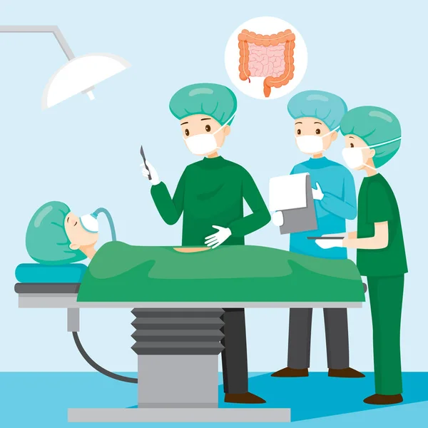 Chirurgo operare su appendicite paziente — Vettoriale Stock