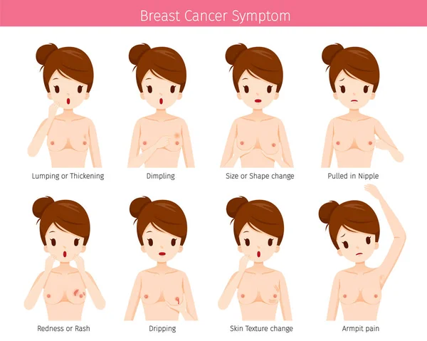 Симптомы обнаженной женщины с раком груди — стоковый вектор