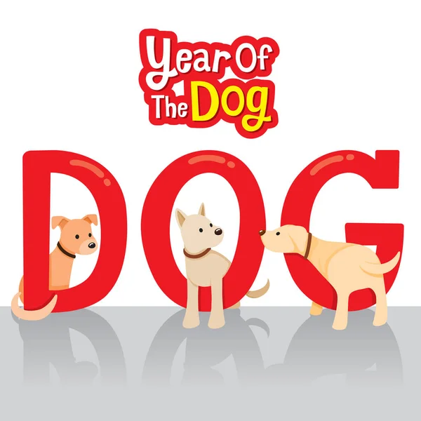 Perros en textos, año del perro — Vector de stock