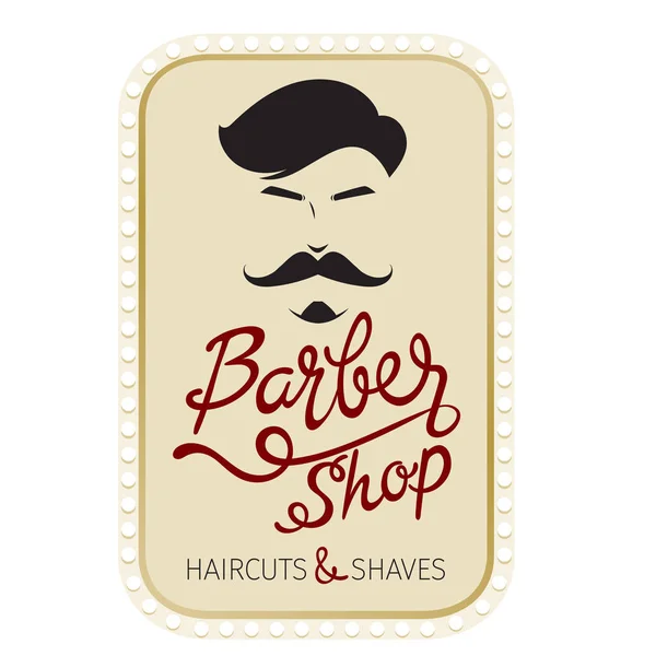 Barbeiro loja, cortes de cabelo e raspa banner com letras — Vetor de Stock