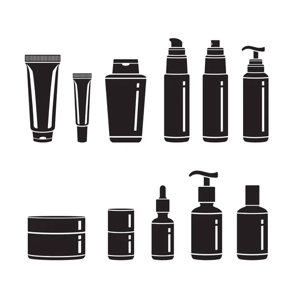 Conjunto de embalagens de cosméticos capilares, monocromático —  Vetores de Stock