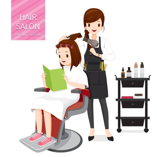Relaksujące Kobieta w salon fryzjerski — Wektor stockowy