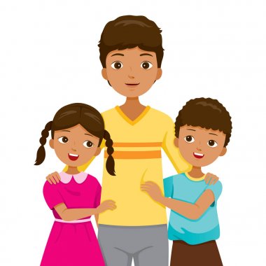 Kızı ve oğlu birlikte, babaları, koyu tenli mutlu aile sarılma ilişki, beraberlik, çocuk, Bebek, yaşlı, Yetişkin, yaşam biçimi