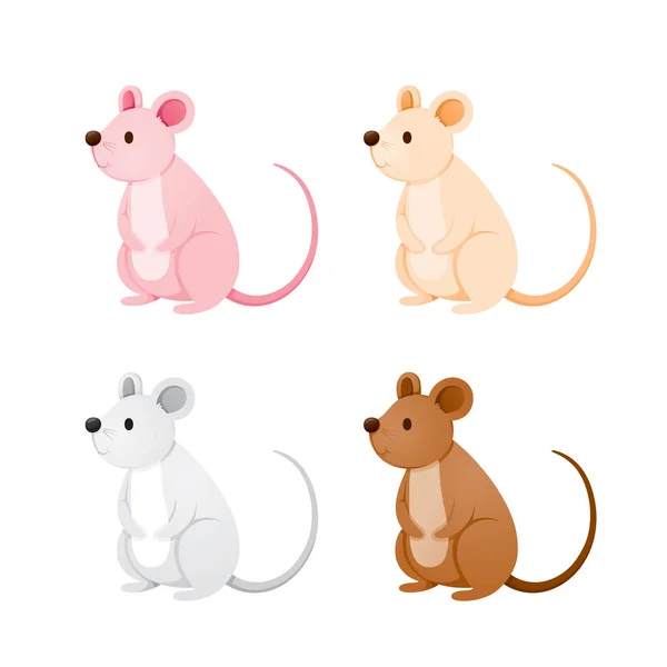 Rats dans différentes couleurs ensemble, Année du Rat, Zodiaque — Image vectorielle