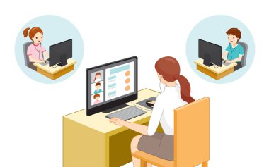 Masaüstü Bilgisayarı, Sosyal Mesafe Konsepti, Çevrimiçi Öğrenim, Coronavirus Hastalığından Koruma, Covid-19, Eğitim, Öğretim, Hijyenik, Sağlık, Güvenlik