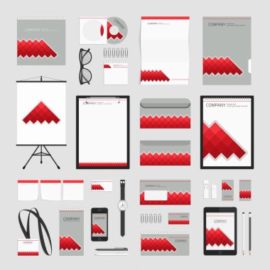 Kırmızı küp kurumsal stil şablonu.