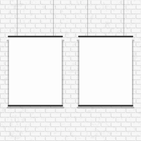 Poster bianco sul muro di mattoni senza cuciture . — Vettoriale Stock