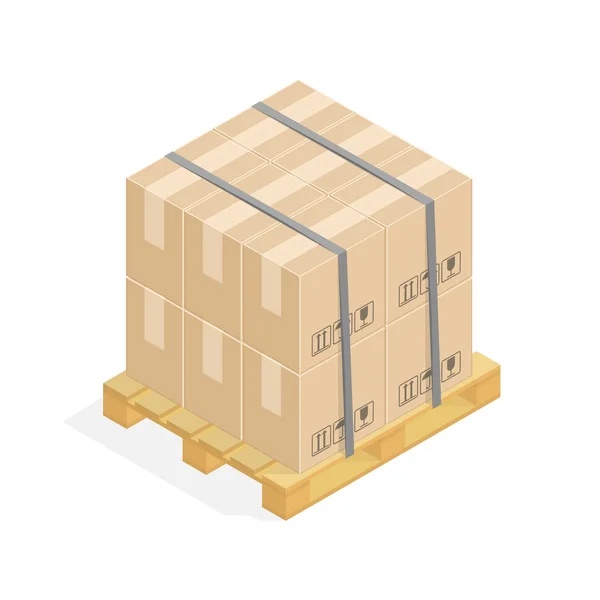 Cajas y paletas de cartón . — Vector de stock