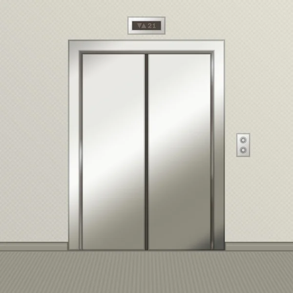 IJzeren lift met gesloten deuren. — Stockvector