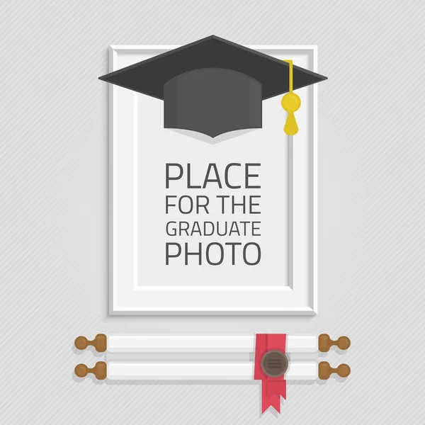 Vector foto marco graduación sombrero . — Vector de stock