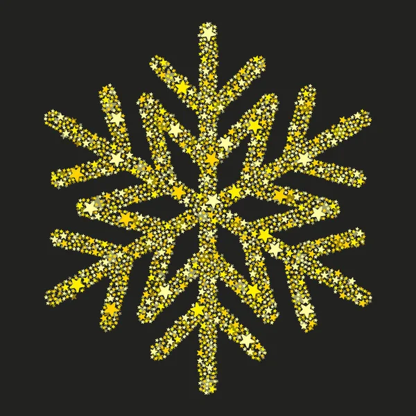 Flocon de neige doré de décoration de Noël. — Image vectorielle