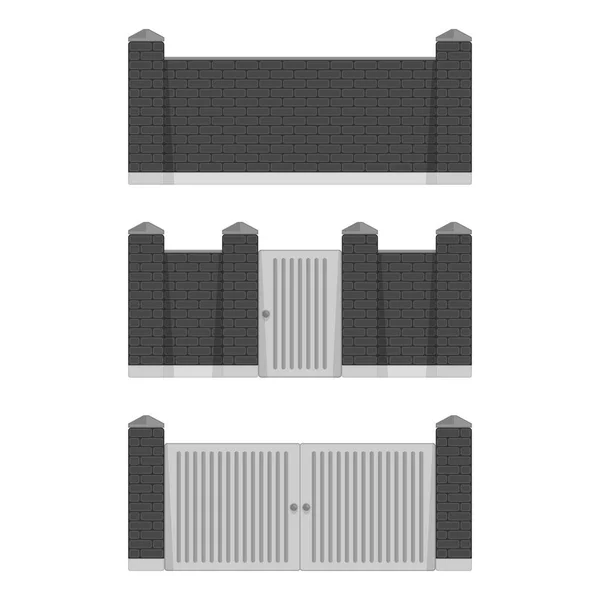 Zwarte stenen stenen hek. — Stockvector