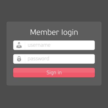 Vektör siyah giriş arayüzü.