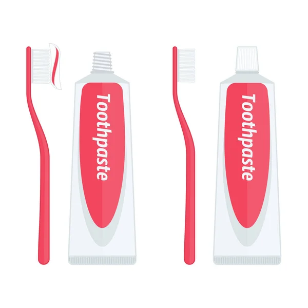 Pasta de dentes e escovas de dentes. — Vetor de Stock