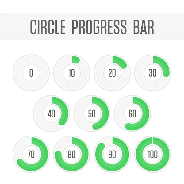 Barre de progression cercle vert . — Image vectorielle