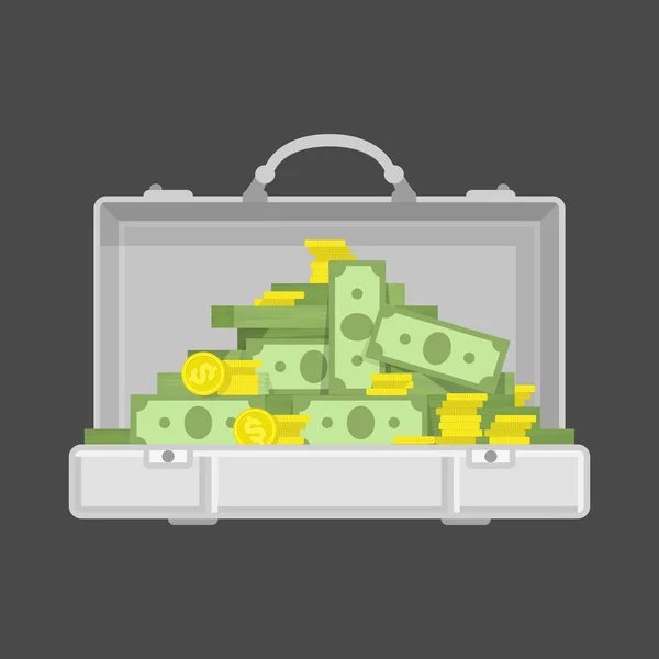 Valise chromée avec argent. — Image vectorielle