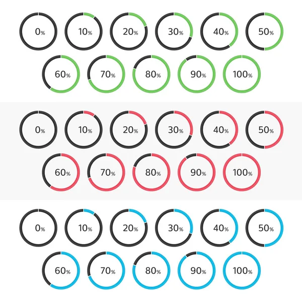 Diferentes gráficos de torta coloridos . — Vetor de Stock