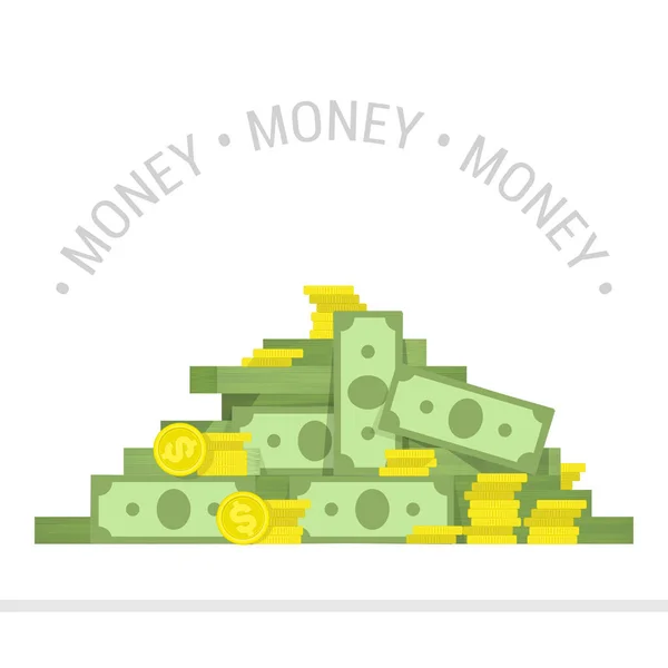 Grote stapel geld vector illustratie. — Stockvector