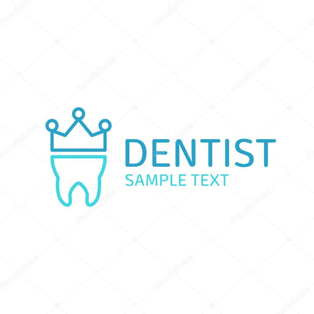 Dentist logo design. Dental clinic creative company vector emblem. Blue logotype with tooth and crown design template for clinics, teeth care or oral hygiene concept.