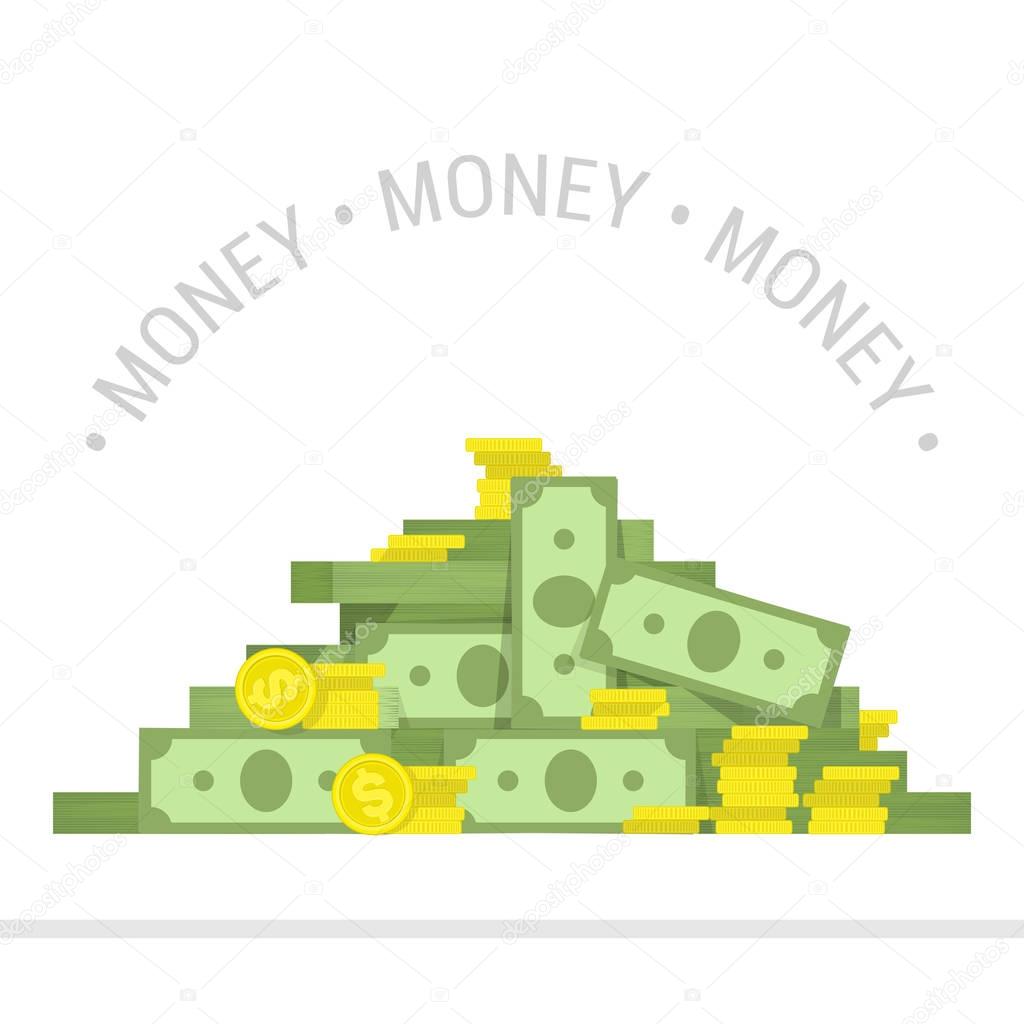 Big pile of money vector illustration.