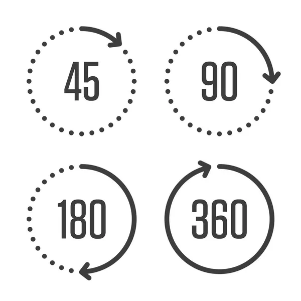 Hoekgraden cirkel pictogrammen. — Stockvector