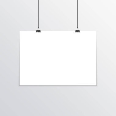 Gerçekçi yatay poster mockup A4.
