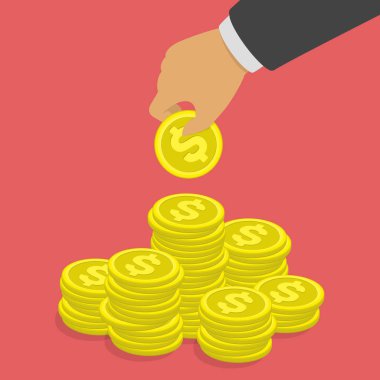 Yığındaki Doları para koyarak el.