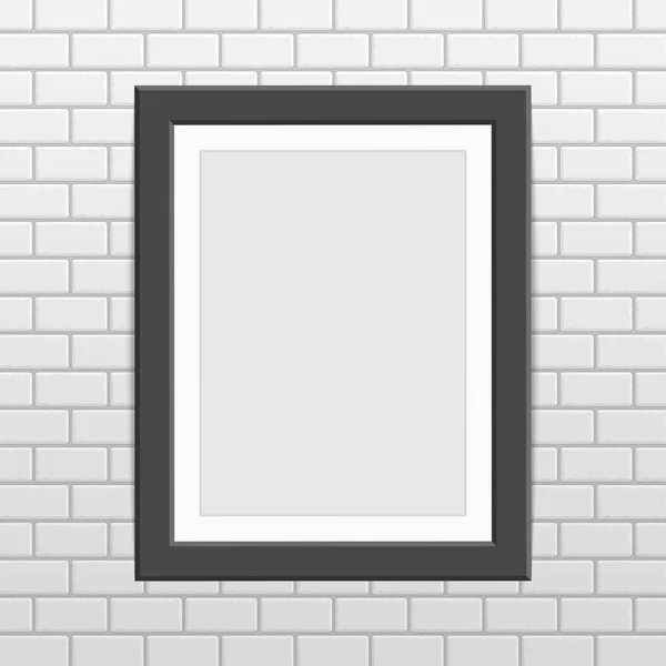 Black frame on brick wall vector. — Stock Vector