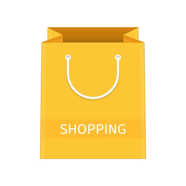 Shopping paper bag yellow. — Stock Vector