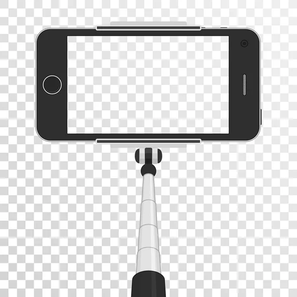 Smartphone mit leerem Bildschirm auf Monopod. — Stockvektor