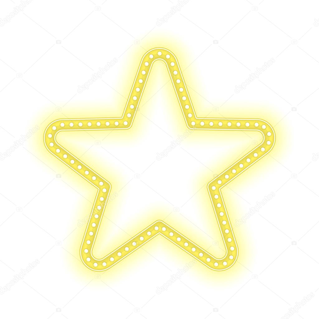 Gold star glowing retro banner.