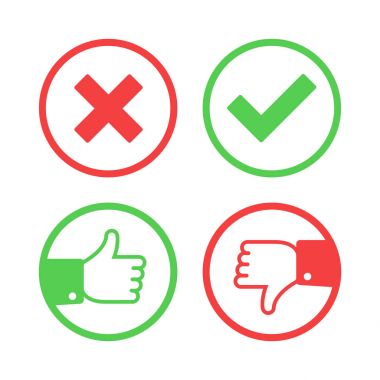 Onaylamak ve simgeler reddetmek.