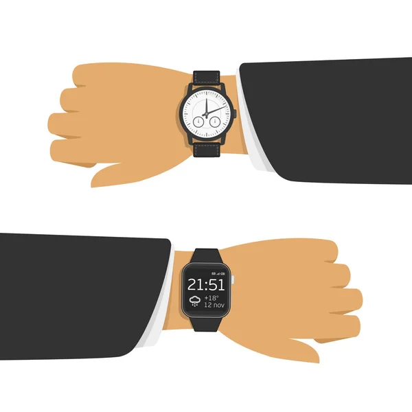 Analog and smart watch. — Stock Vector