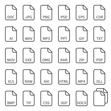 dosya türü simgeleri.