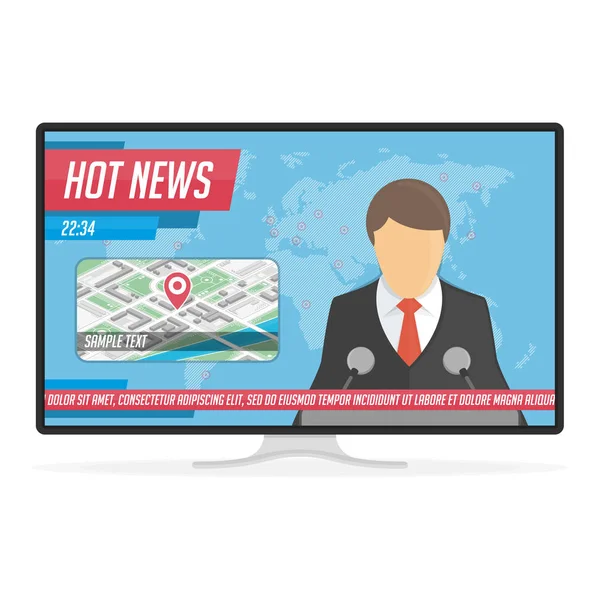 Hot news in tv . — Vettoriale Stock