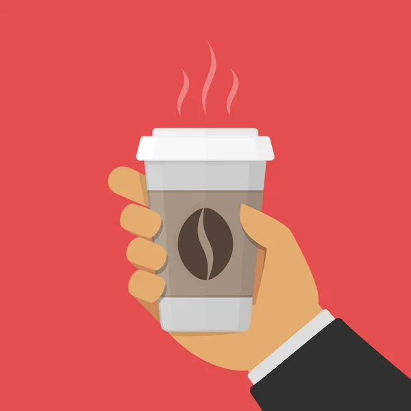 Papel taza de café en la mano . — Vector de stock