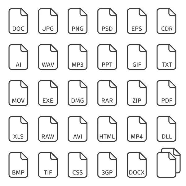 Symbole für Dateitypen. — Stockvektor