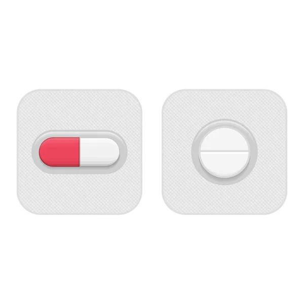 Pill in blister pack. — Stock Vector