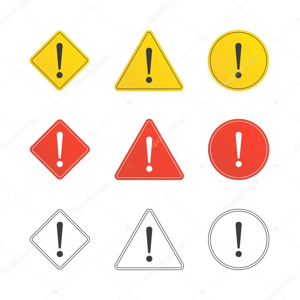 Set of caution icons.