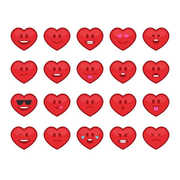 Cuore emoji set . — Vettoriale Stock