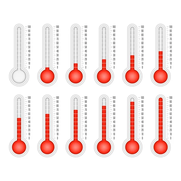 Thermometers met procentuele schaal. — Stockvector