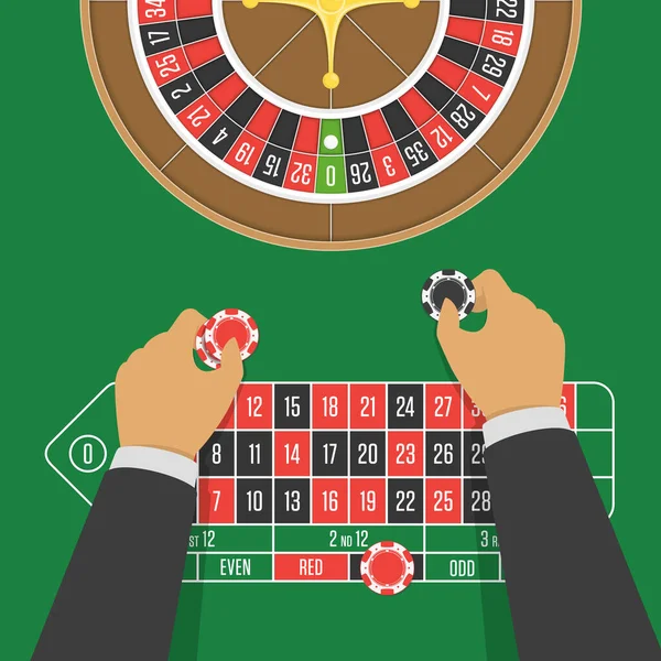 Mesa de ruleta de casino y whell . — Archivo Imágenes Vectoriales