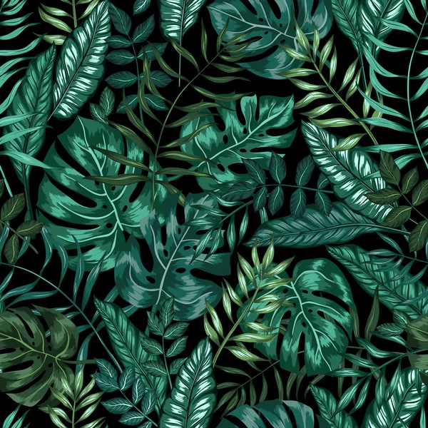 Naadloze vector grafische artistieke tropische natuur jungle patroon — Stockvector