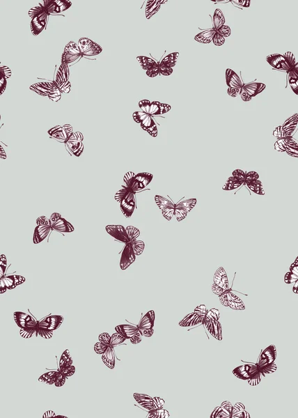Naadloze romantische kleine vliegende vlinders patroon. — Stockfoto