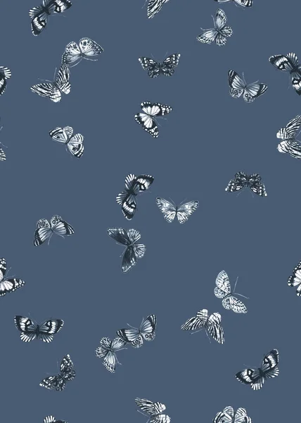 Sömlös romantiska lilla flygande fjärilar mönster. — Stockfoto