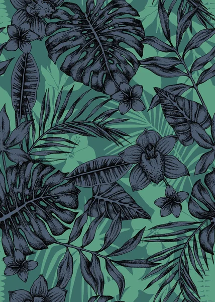 Sömlös grafisk hand dras prickade tropiska mönster — Stockfoto