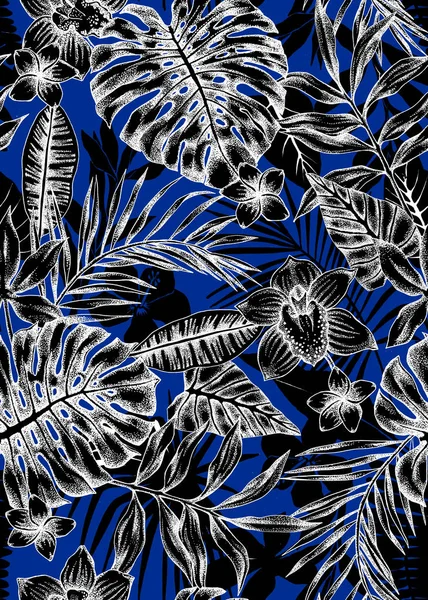 Naadloze grafische hand getekend gestippelde tropische patroon — Stockfoto