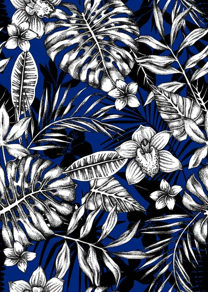 Naadloze grafische hand getekend gestippelde tropische patroon — Stockfoto