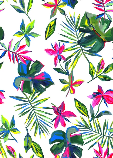 Seamless exotic plants pattern — Stock Photo, Image